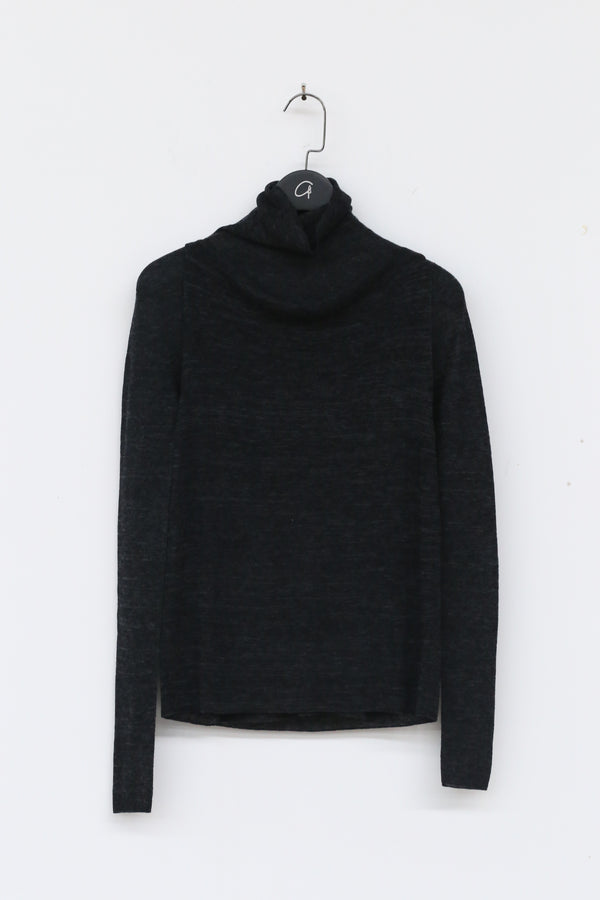 SWAYING/KNIT seamless water-soluble wool pullover SW212SZ73 black gray PS20
